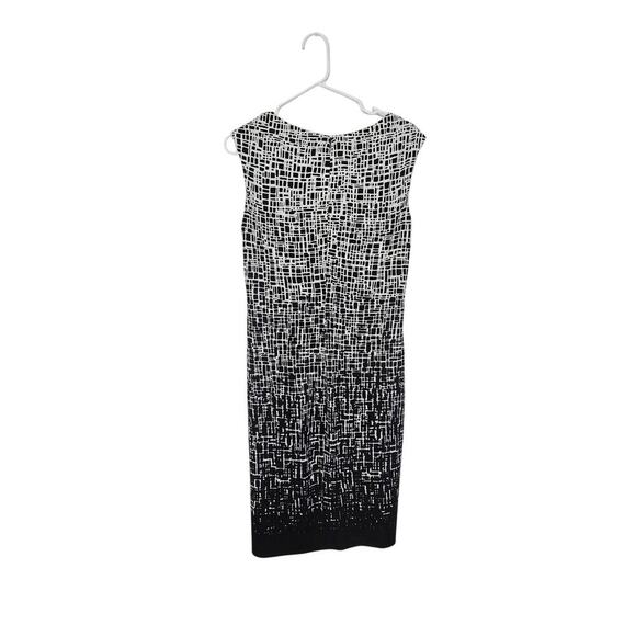 Anne Klein Faux Twist Front Dress Sz 12 Large Black/White Geometric Sleeveless - Picture 2 of 8